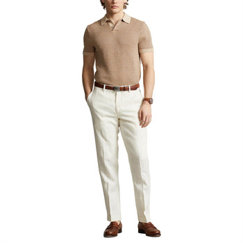 x TRENDYGOLF Cotton Blend SS Herringbone Pullover Tan Multi