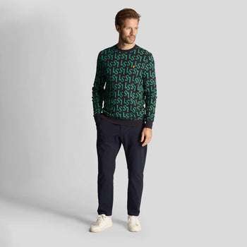 Monogram Knitted Crew Neck Dark Navy