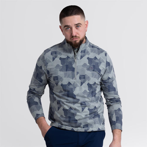 Go-To Printed Quarter Zip Mid Layer Silver Green