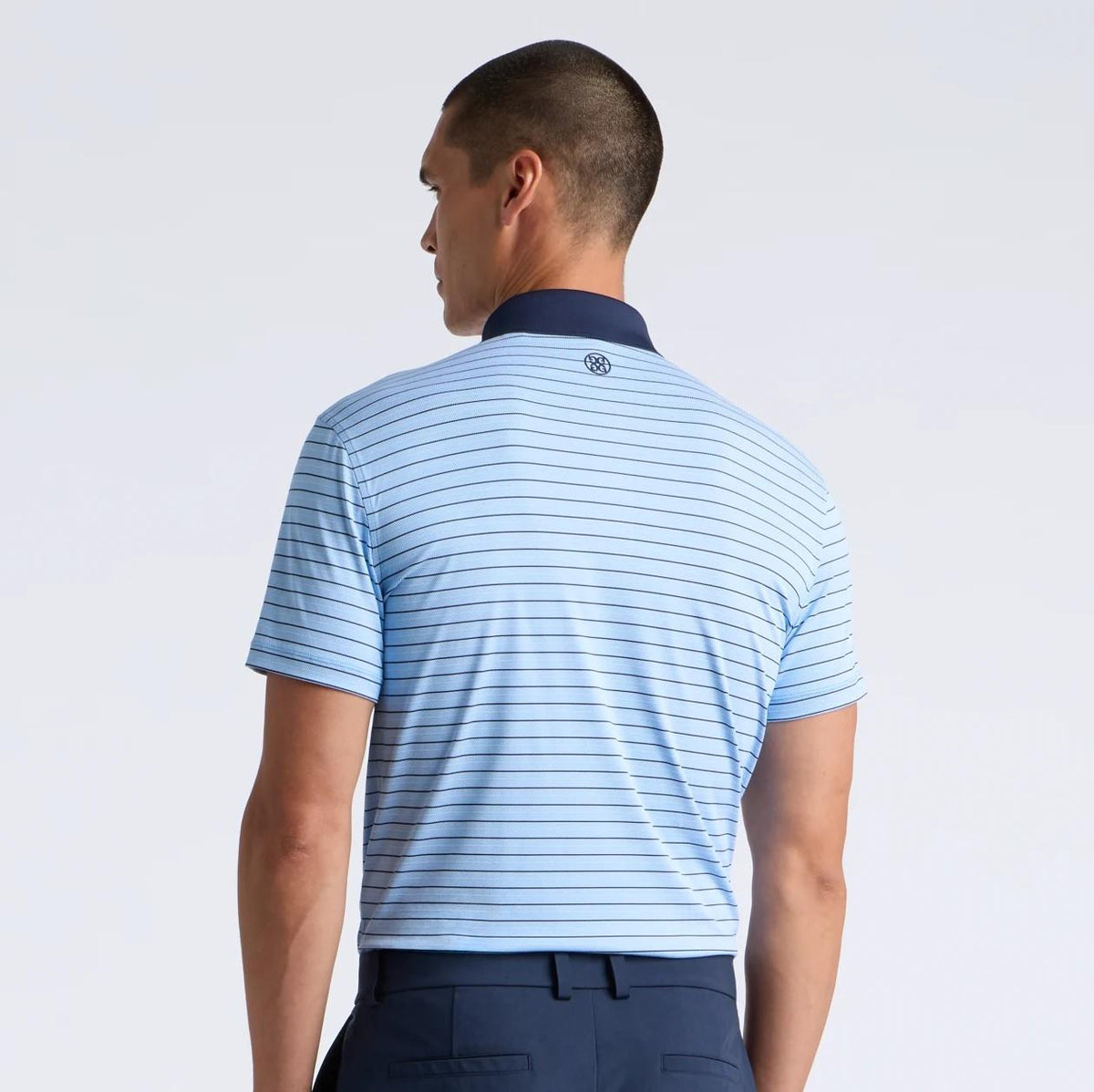 Herringbone Stripe Tech Jersey Polo Cerulean/Twilight