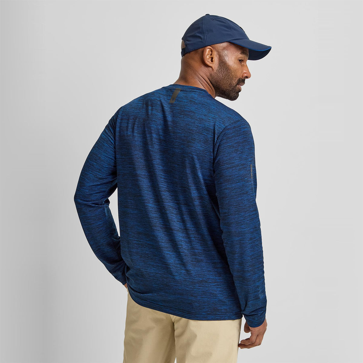 Long Sleeve Mesh Textured T-Shirt Navy