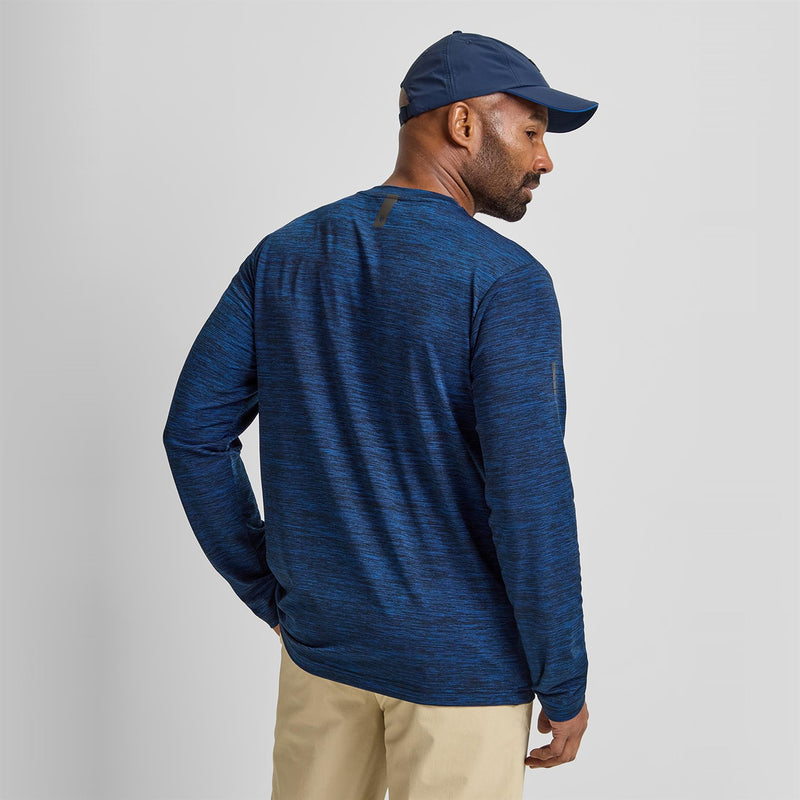 Long Sleeve Mesh Textured T-Shirt Navy