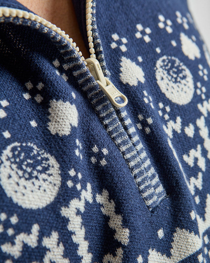 Knit Zip Hoodie Navy