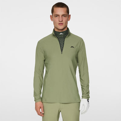 Ollie Tech Quarter Zip Mid Layer Oil Green