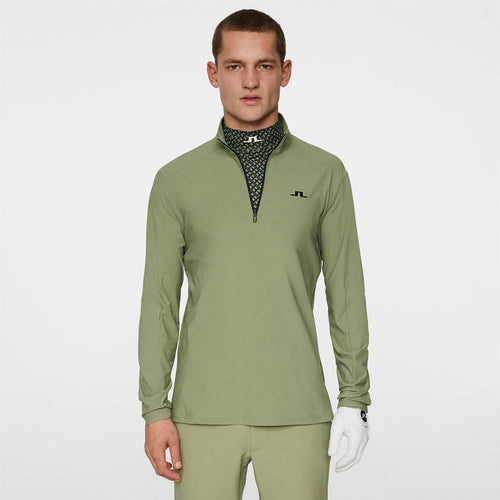 Ollie Tech Quarter Zip Mid Layer Oil Green