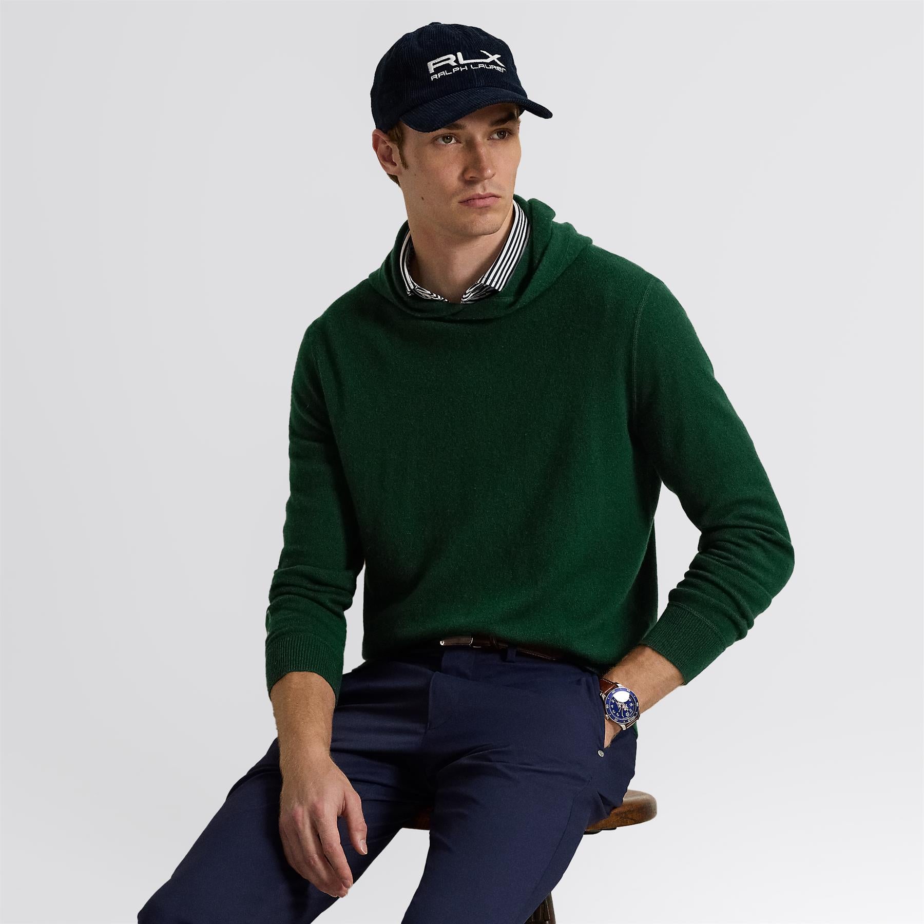 RLX Washable Cashmere Hoodie Moss Agate