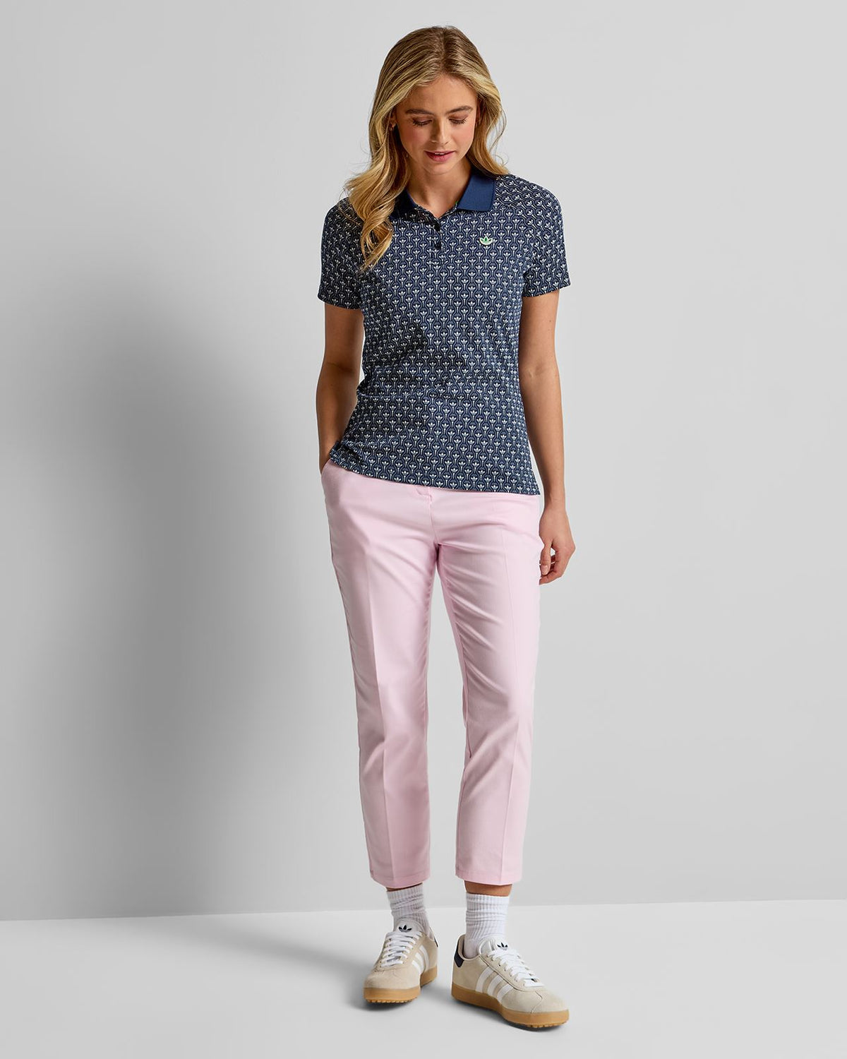 Originals All Over Trefoil Polo Night Indigo/Chalk White
