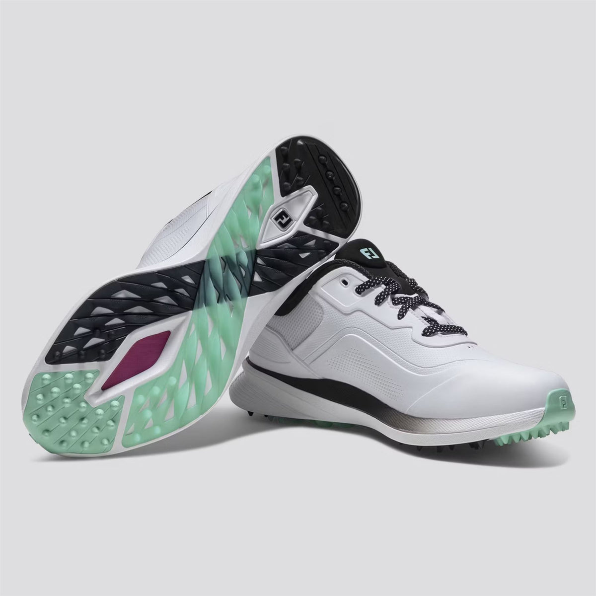 Pro Spikeless Golf Shoes White/Black/Teal