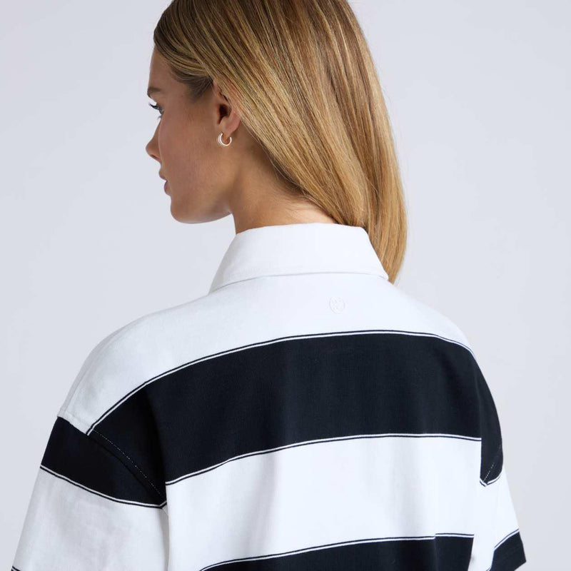 Striped It Boxy Rugby Polo Snow/Onyx