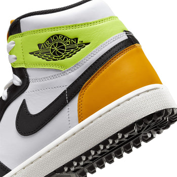 Air Jordan 1 High Top Golf Shoes White/Black/University Gold/Volt