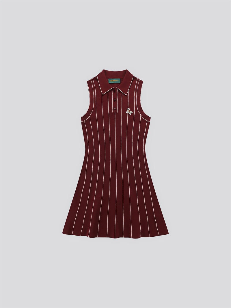 Country Club Knit Dress Maroon/Pink
