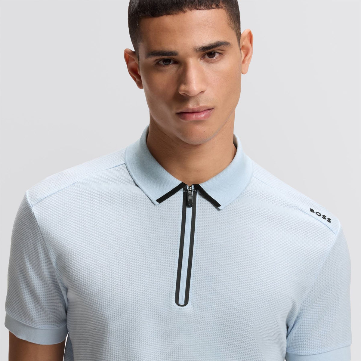 Terrace Zip Polo Open Blue