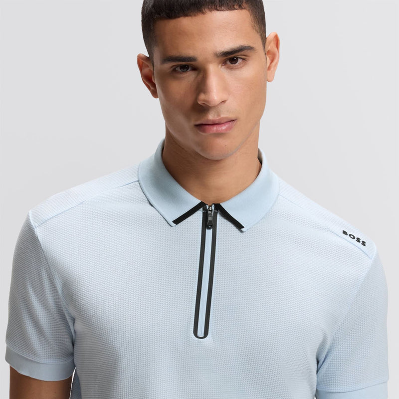 Terrace Zip Polo Open Blue