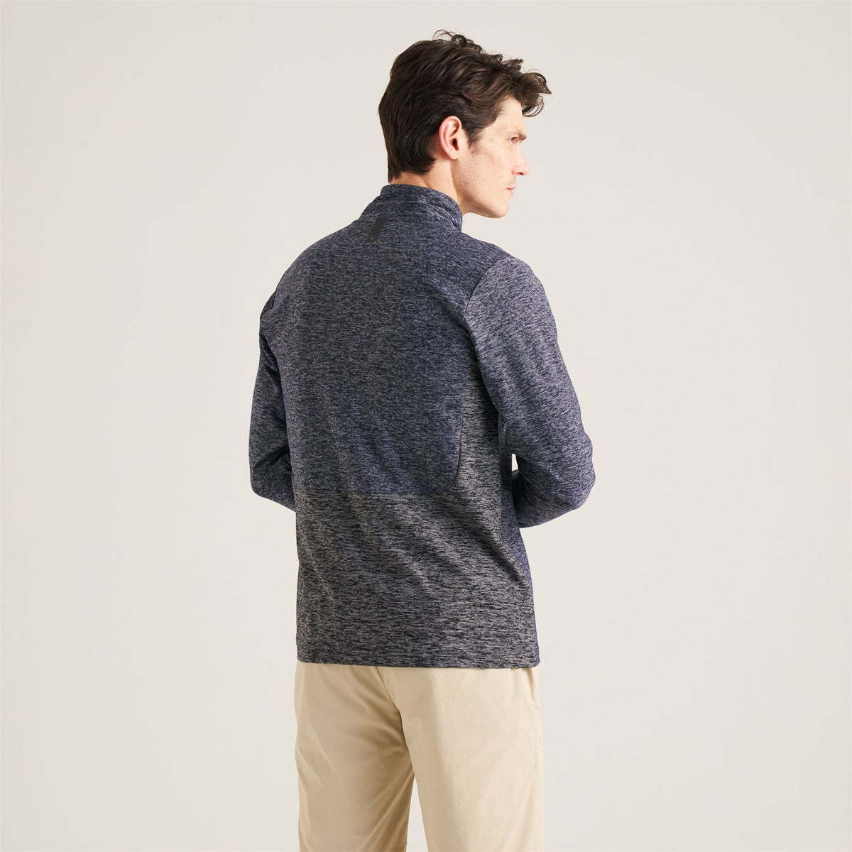 Panelled Mesh Quarter Zip Mid Layer Navy