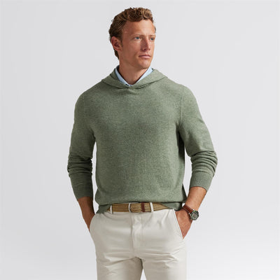 RLX Washable Cashmere Hoodie Fern Green Heather