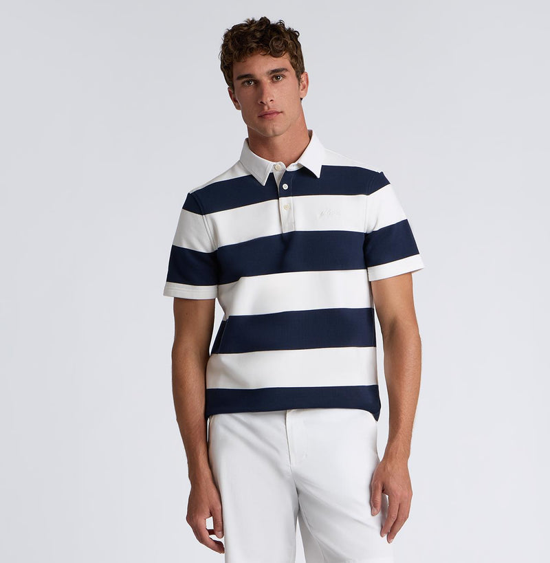 Yarn Dye French Terry Rugby Polo Twilight/Snow