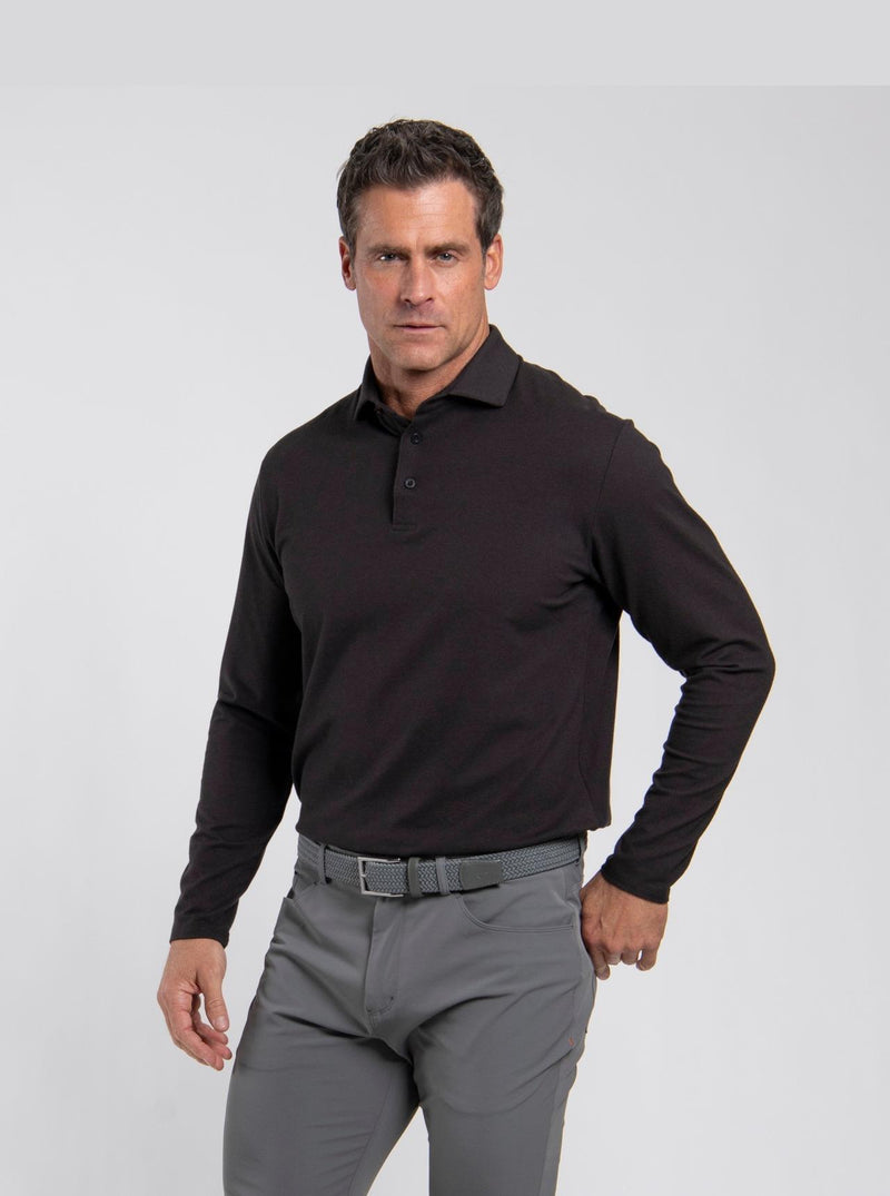 Scot Warm Long Sleeve Polo Espresso