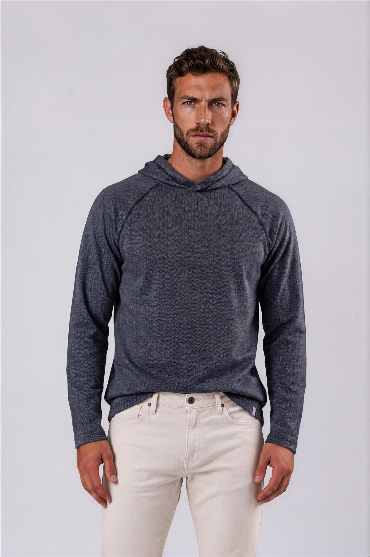Palmer Performance Hoodie Charcoal Herringbone