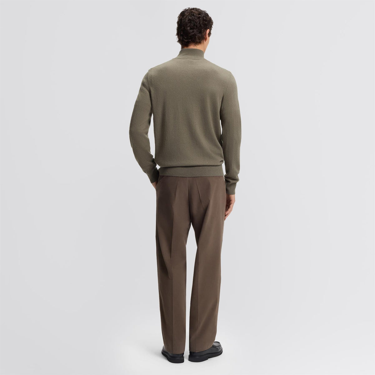 H-Hemarlo Wool Quarter Zip Open Brown