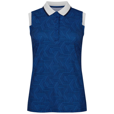 Damen Deni Ärmelloses Poloshirt Hexagon Blau – SS24