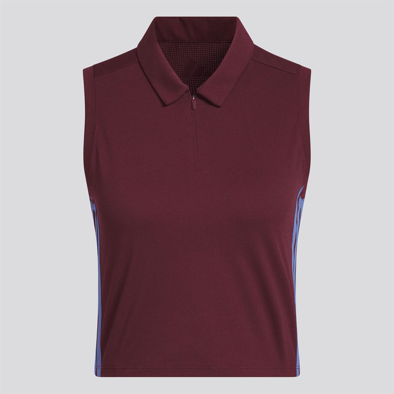 Beyond The Course Crop Twistknit Polo Shirt Maroon
