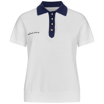 Damen Poloshirt mit Logo-Strick, Weiß – SS24