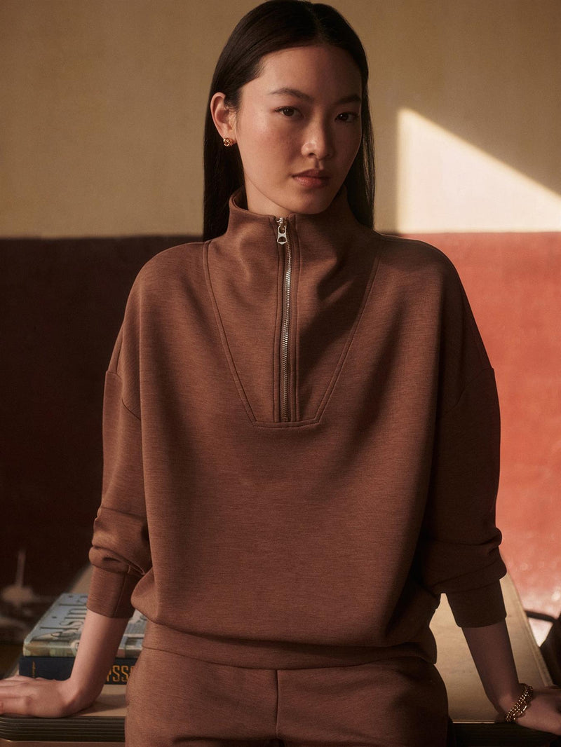 Hawley Half Zip Sweat Golden Bronze Marl