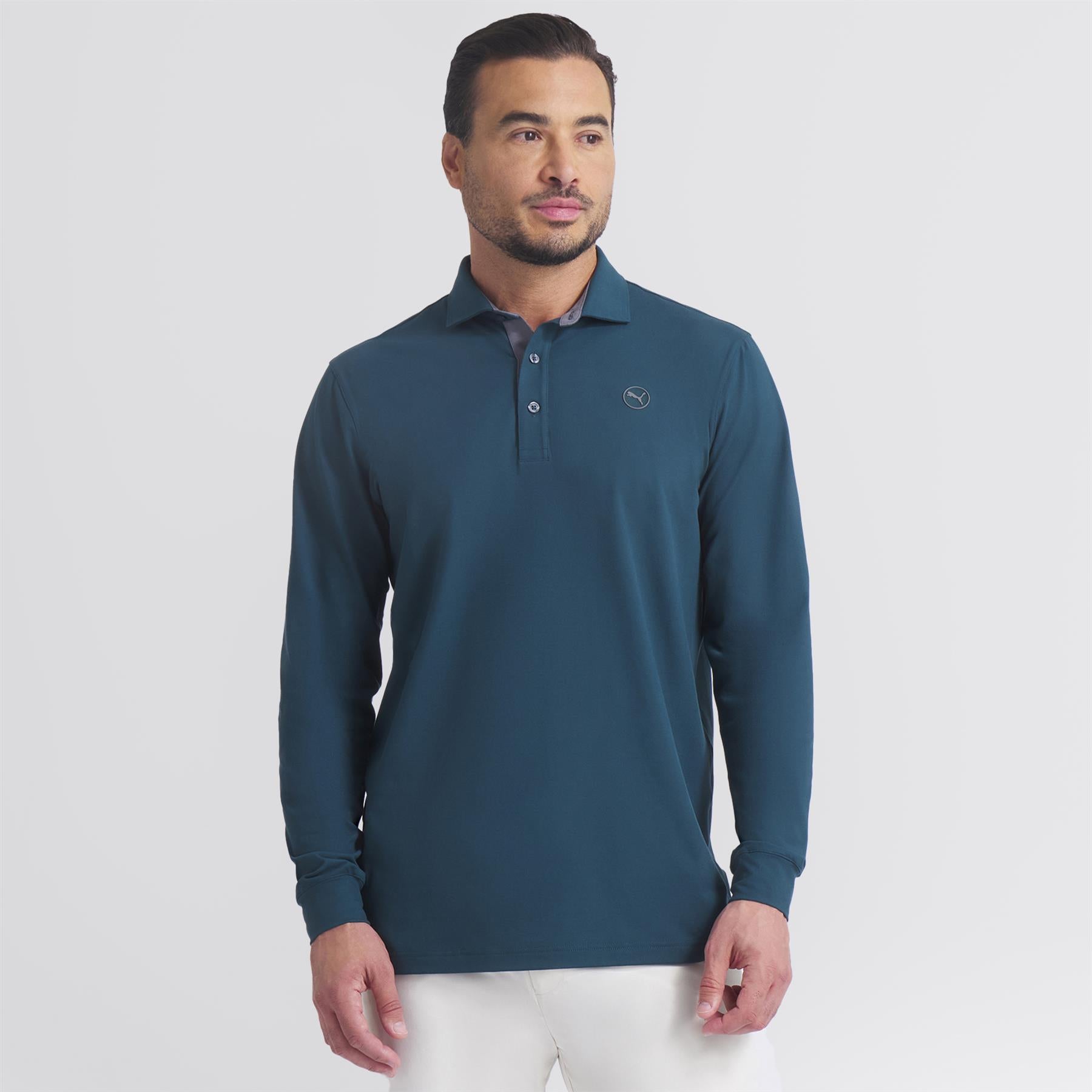 Cloudspun LS Midweight Polo Green Terrain/Slate Sky