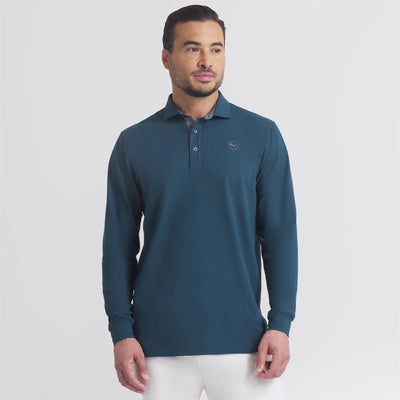 Cloudspun LS Midweight Polo Green Terrain/Slate Sky