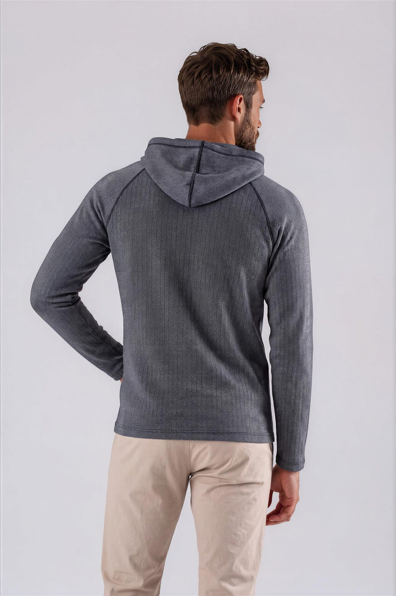 Palmer Performance Hoodie Charcoal Herringbone