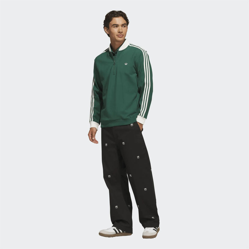 Originals 3-Stripe Quarter Zip Collegiate Green
