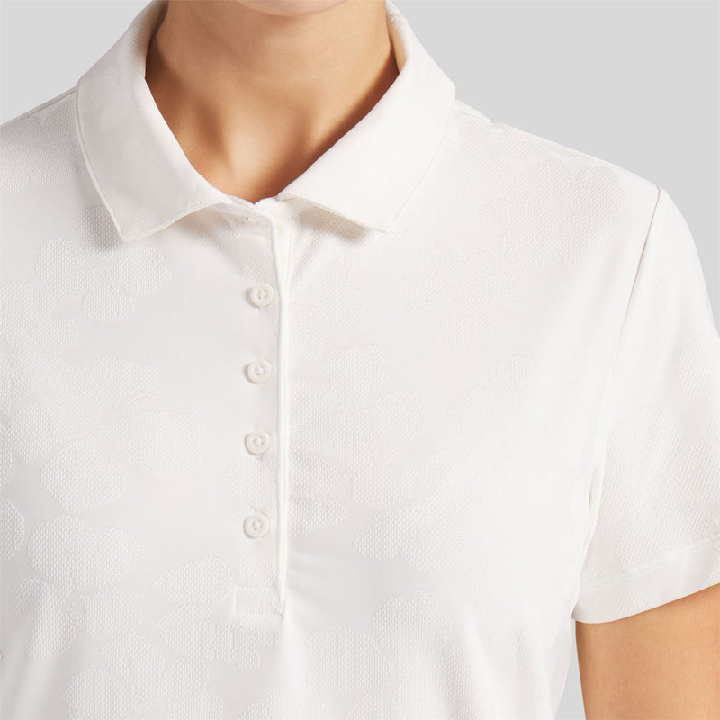 Floral Lace Jacquard Polo Shirt Warm White