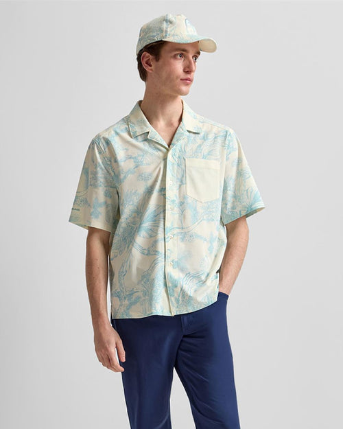 Short Sleeve Shirt Blue Botanical