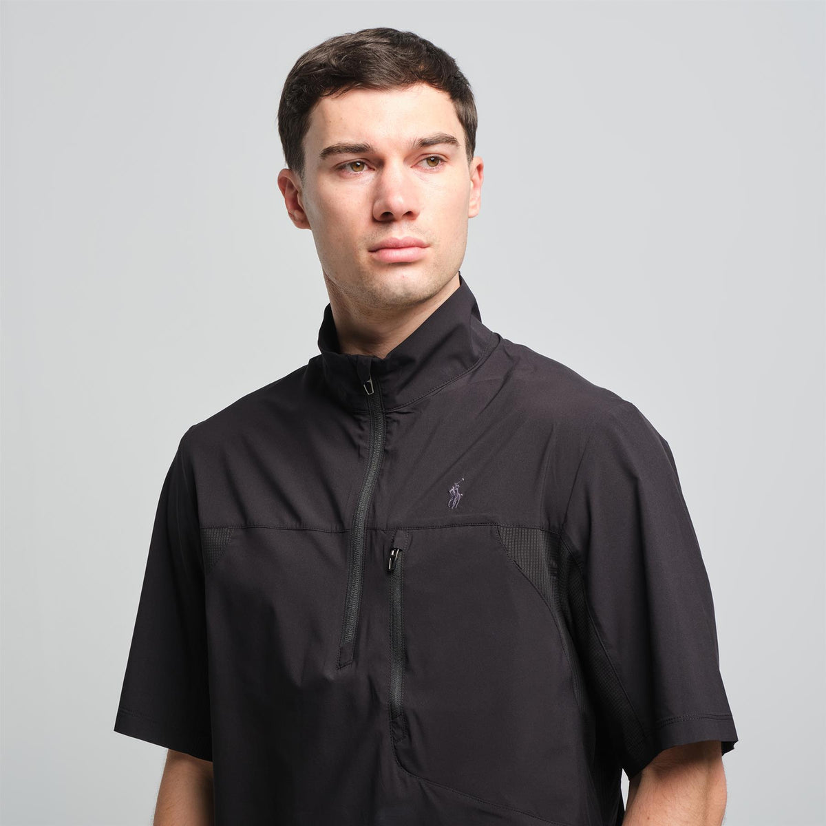 RLX Packable SS Half Zip Pullover Jacket Polo Black
