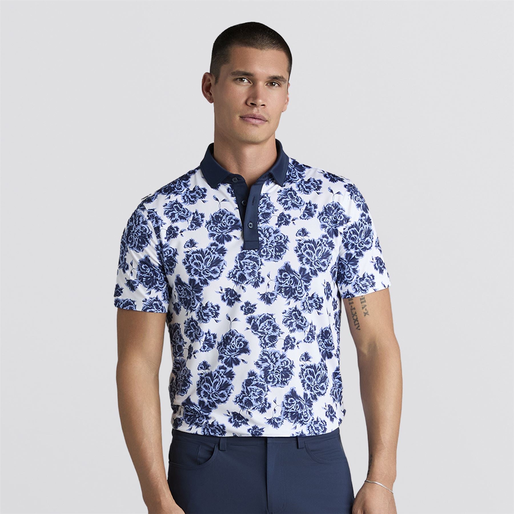 Floral Print Tech Jersey Polo Willow