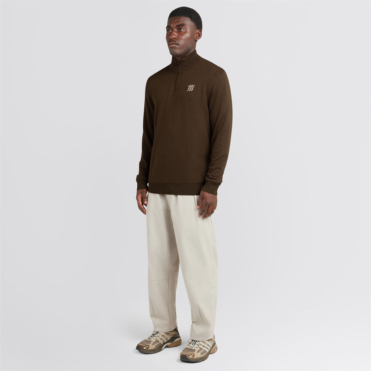 Merino Wool Quarter Zip Windbreaker Hickory