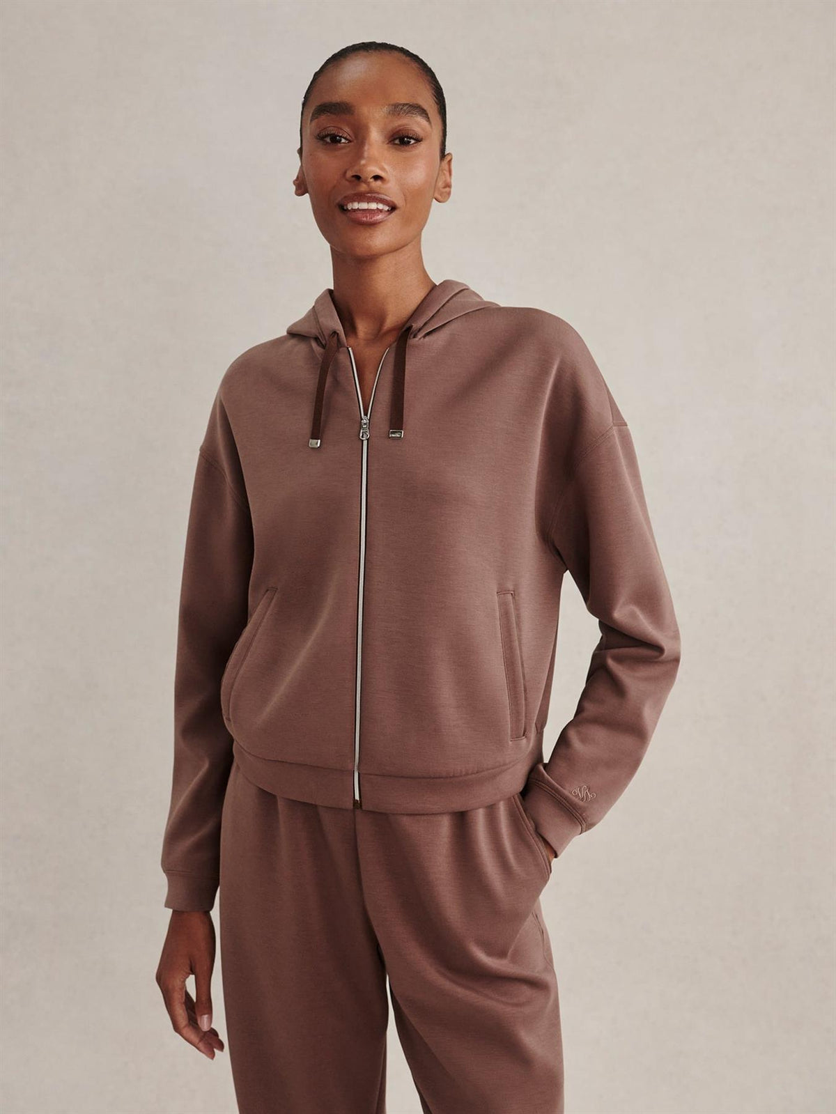 Jorgie Zip Through Hoodie Coffee Quartz