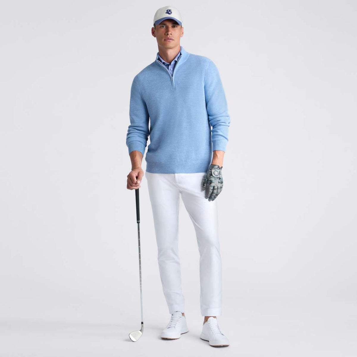 The Club Merino Wool Quarter Zip Sweater Willow