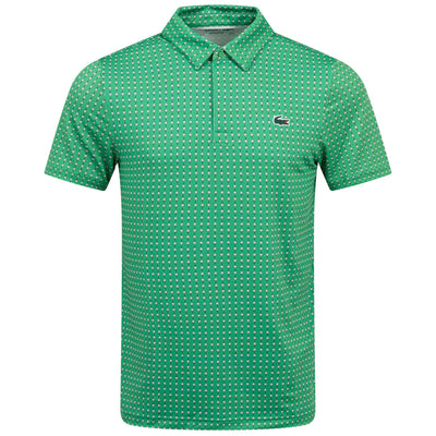 Poloshirt aus recyceltem Polyester mit Golf-Aufdruck, reguläre Passform, Grün – AW23