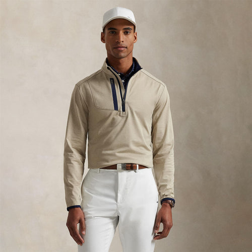 RLX Half Zip Stretch Jersey Mid Layer Sand Heather
