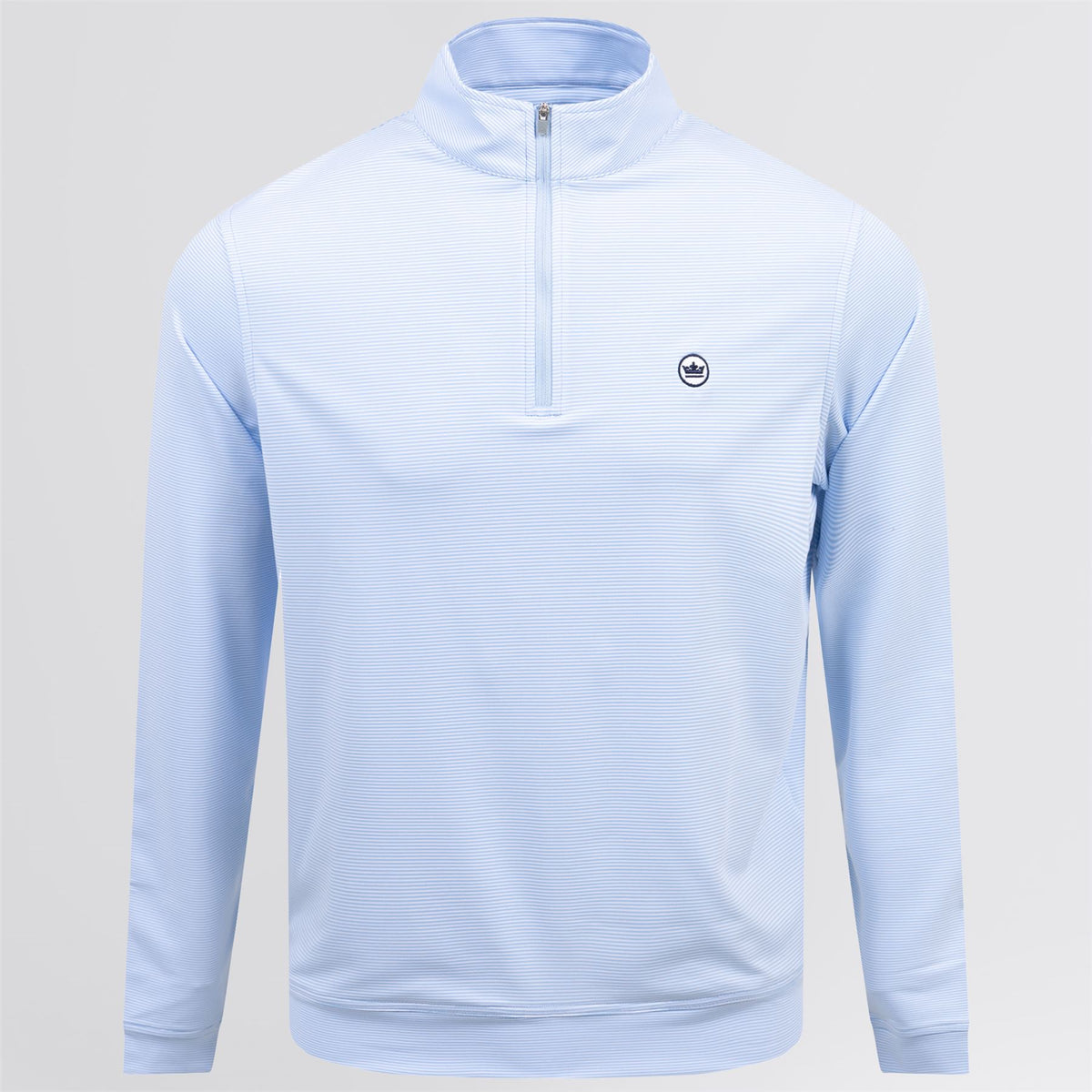 Perth Mini Stripe Quarter Zip Mid Layer Cottage Blue/White