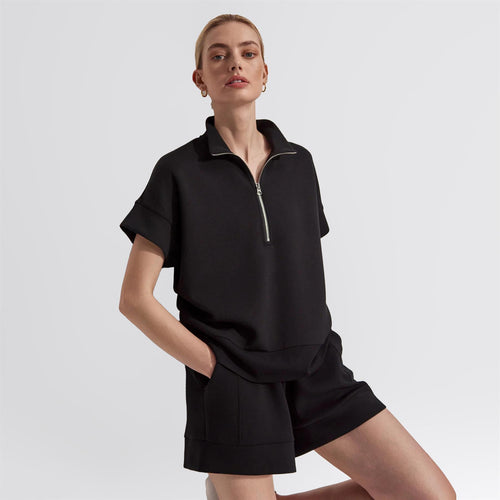 Ritchie Half Zip Polo Black