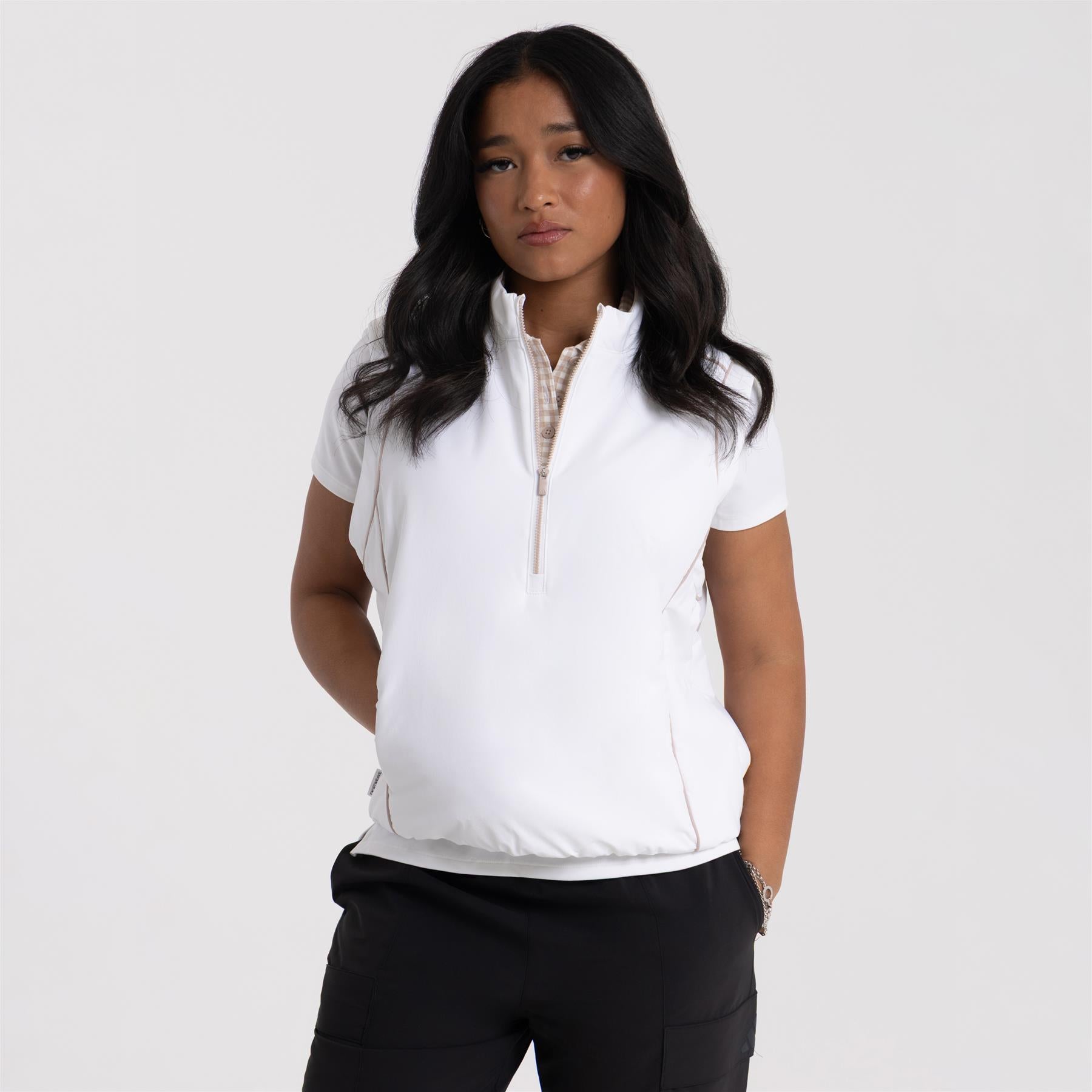 Beyond The Course Twistweave Loose Quarter Zip Gilet White