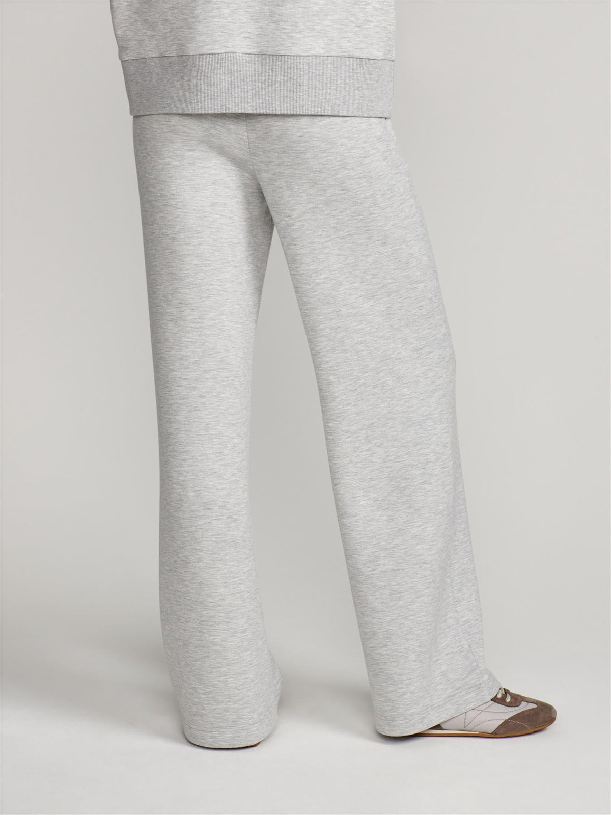 The Wide Leg 28 Inch Trousers Light Grey Marl
