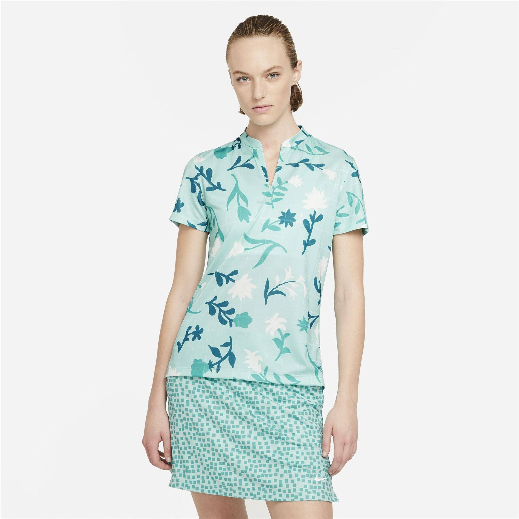 Breathe Floral Print Polo Light Dew/Blustery