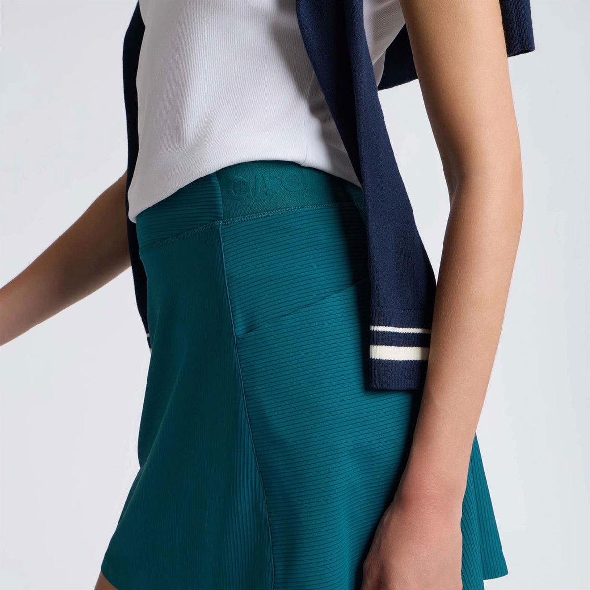 Two Tone Rib Knockout A-Line 16-Inch Skort Marine Teal