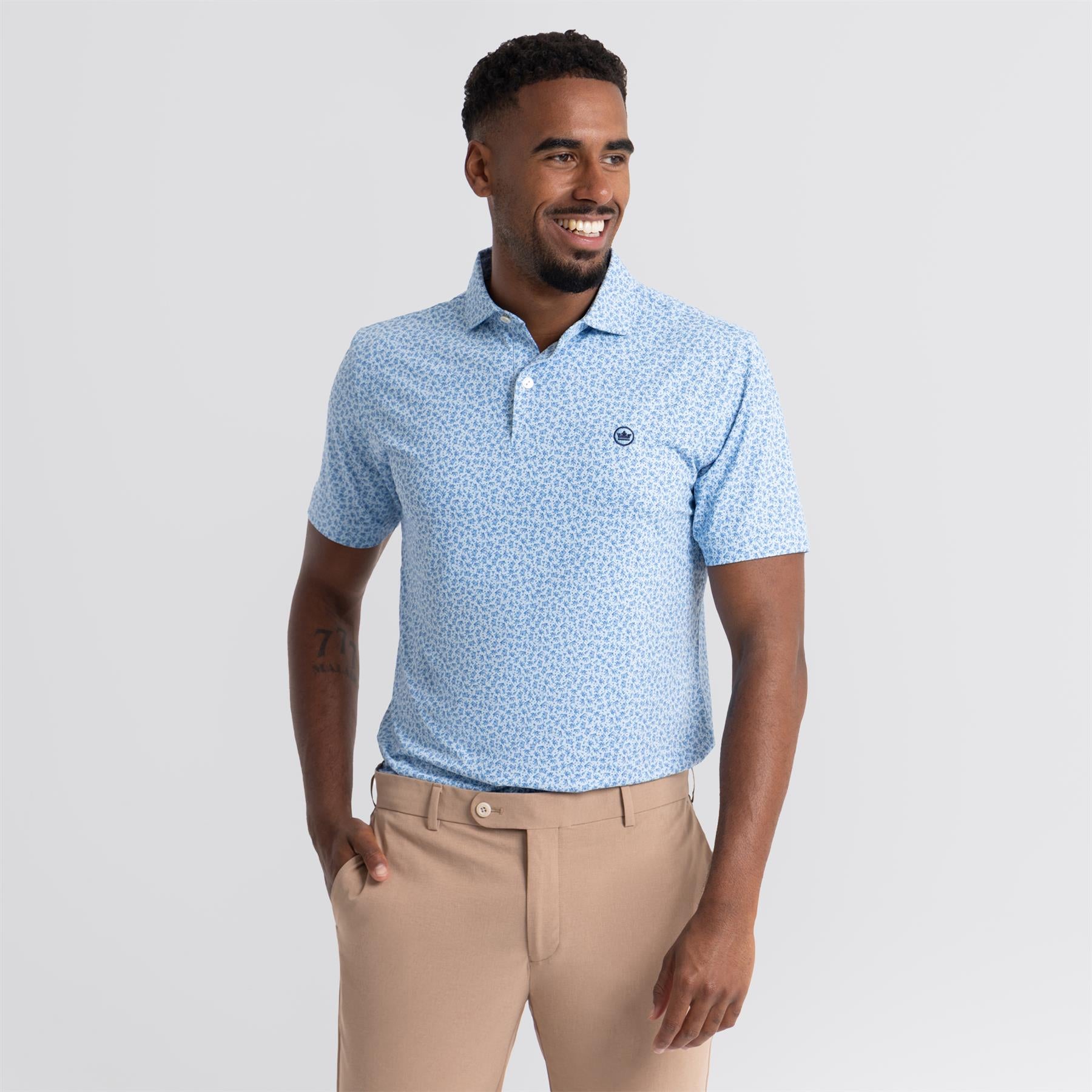 Olive Grove Performance Jersey Polo Blue Frost