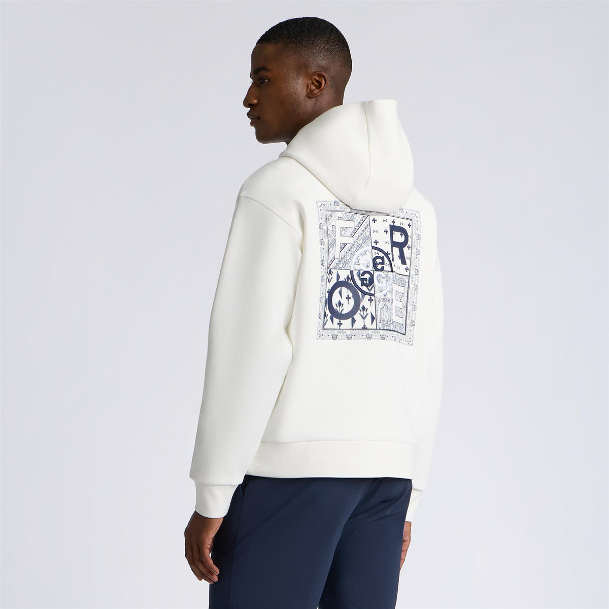 Fore Corners Cotton Blend Scuba Hoodie Chalk White