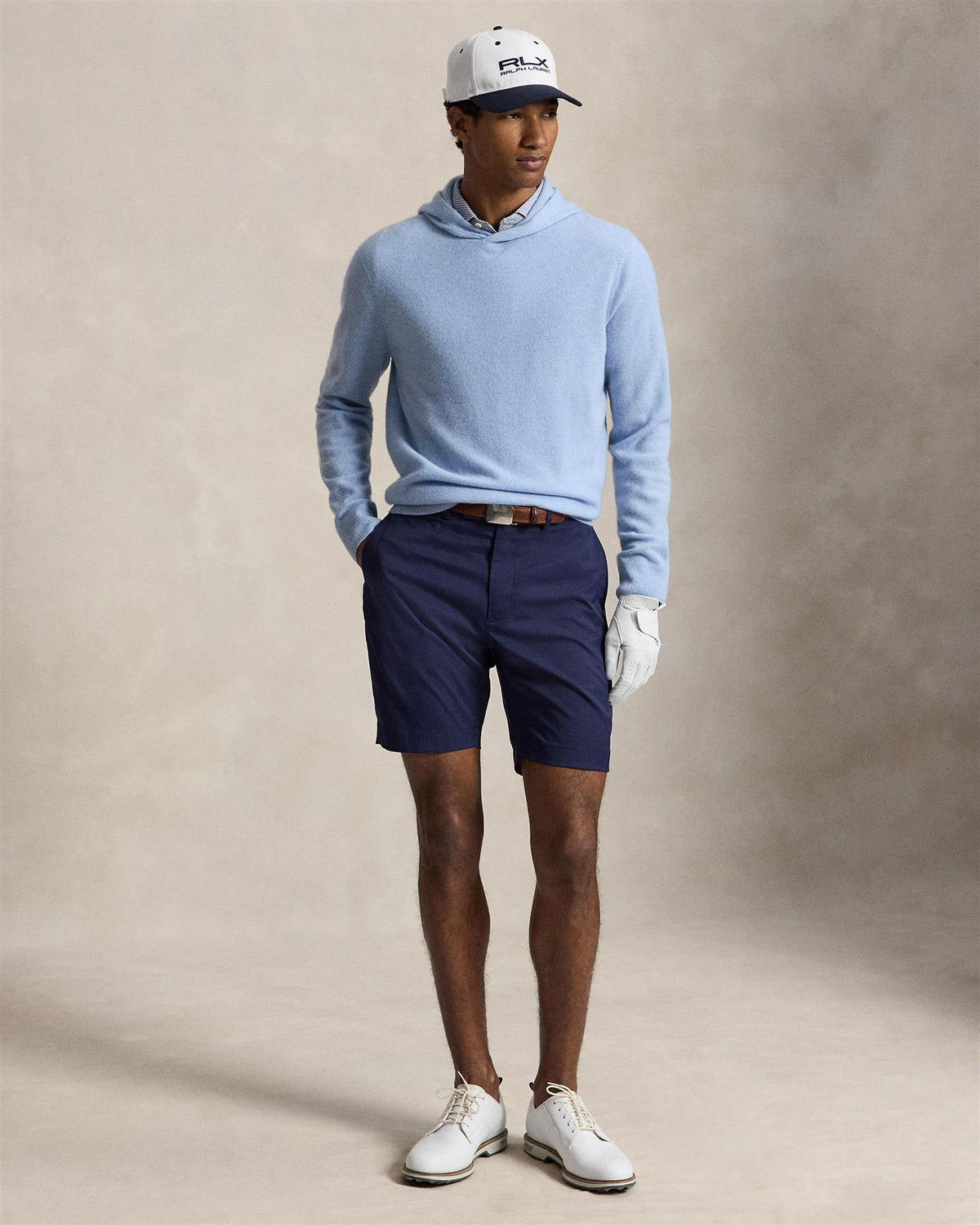 Washable Cashmere Hooded Sweater Office Blue Heather