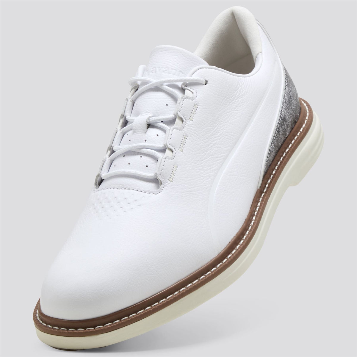 Avant Tour Spiked Golf Shoes Puma White/Brown Mushroom